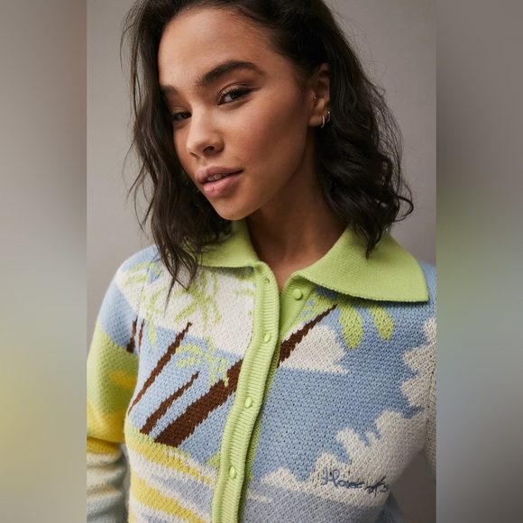 HOUSE OF SUNNY Day Dreamer Graphic-Print Knitted Cardigan Size 4 - Picture 3 of 14